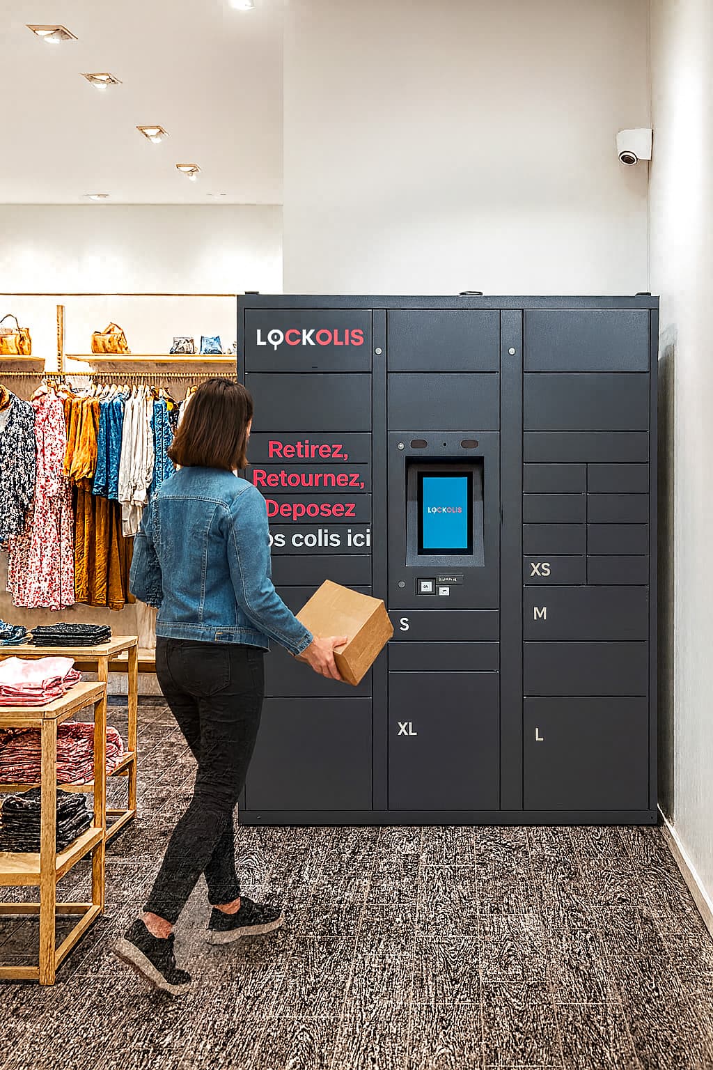 Commerçant utilisant un casier intelligent Lockolis