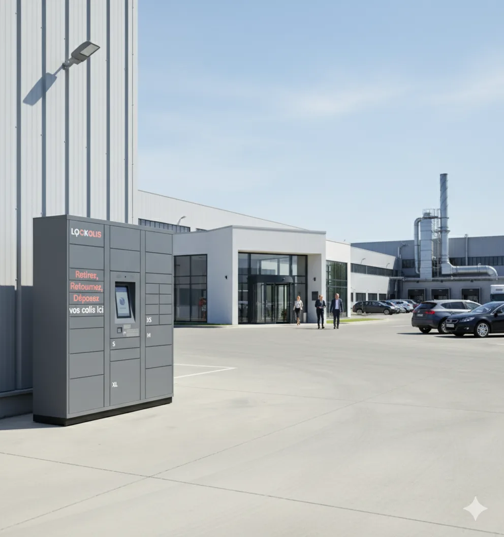 Casiers connectés industrie Lockolis : EPI, outillage et colis 24/7